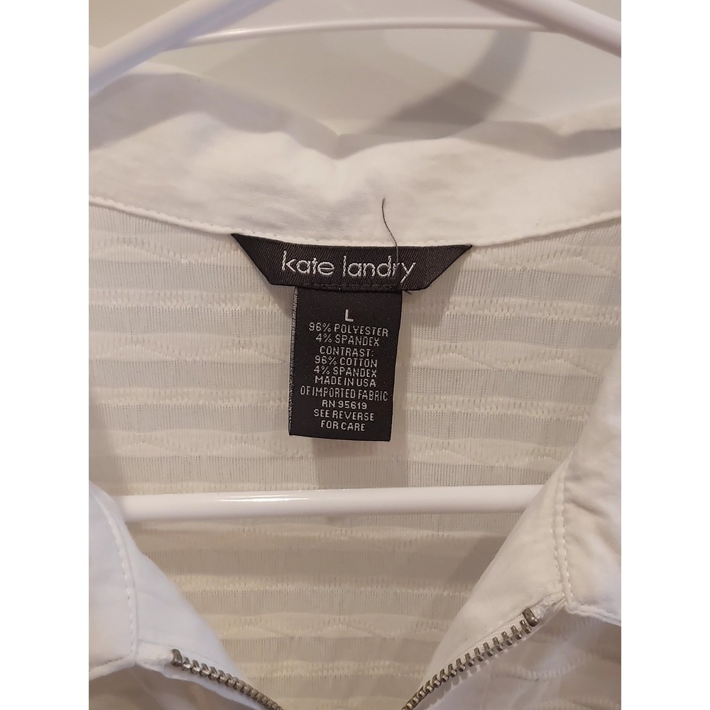 Kate Landry Womens Textured Full Zip Blouse Large Made in USA - Picture 2 of 3